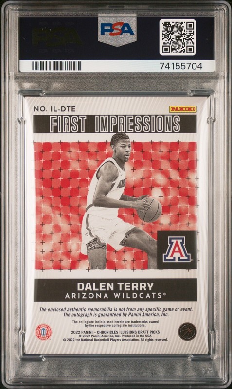 PSA 9 - DALEN TERRY #/99 Auto 2022 Chronicles First Impressions Jersey RPA Patch view 2