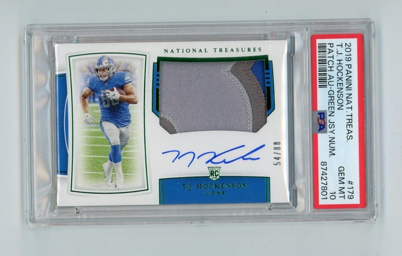 2019 Panini National Treasures TJ Hockenson Rookie Patch Auto RPA /88 PSA 10 (G)
