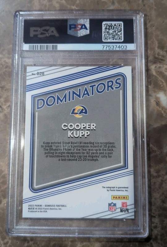 2022 panini donruss cooper kupp dominators auto PSA 10 10/25 number match pop 1! view 2