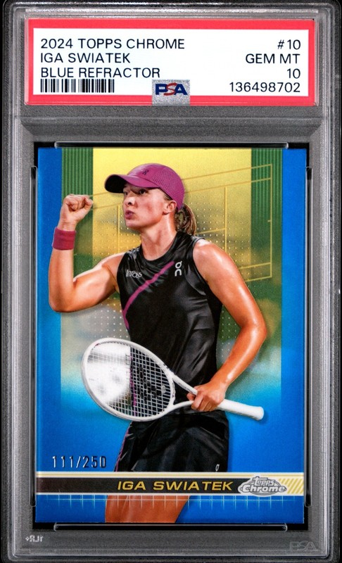 2024 Topps Chrome Tennis Iga Swiatek #10 Blue Refractor Parallel #111/250 PSA 10