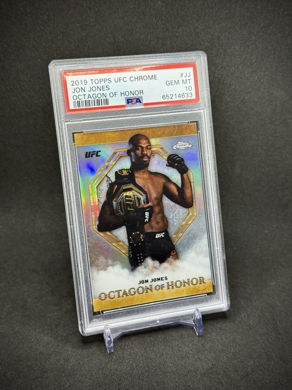 Jon Jones 2019 Topps Chrome UFC Octagon Of Honor Refractor PSA 10 view 2