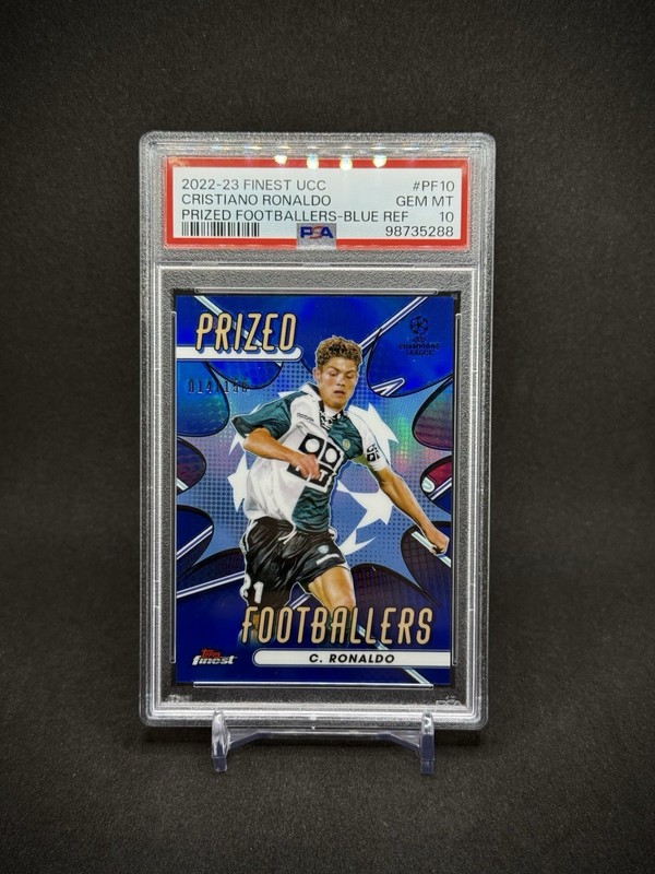 Cristiano Ronaldo 2022 Topps Prized Footballers Blue Refractor /150 PSA 10