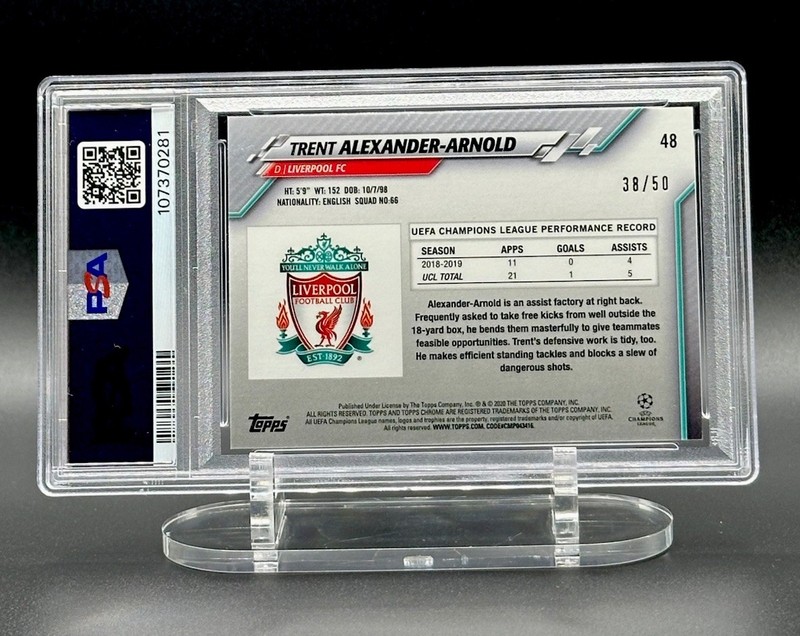 2019-20 Topps Chrome TRENT ALEXANDER-ARNOLD SAPPHIRE EDITION-ORANGE /50 PSA 10 view 2