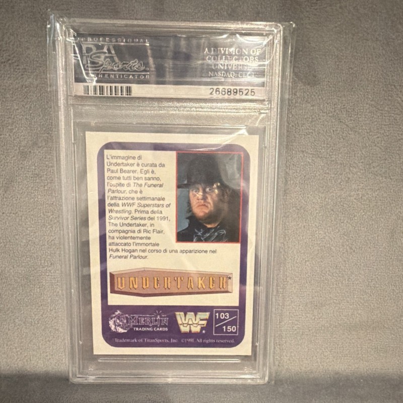 Merlin 1991 Merlin WWF The Undertaker Italian #103 PSA Graded Trading Card view 2
