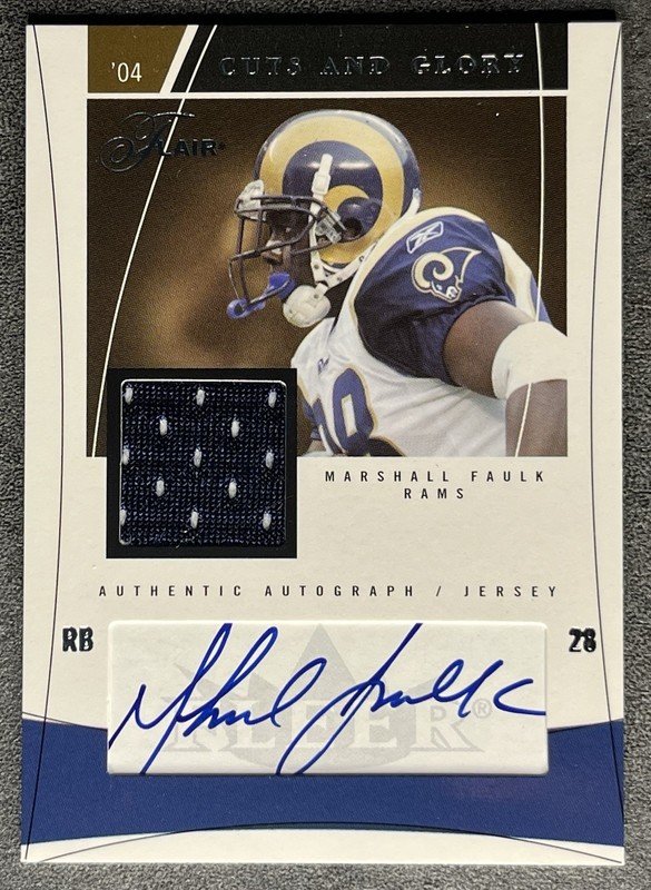 Marshall Faulk 2004 Fleer Flair Cuts And Glory GAME USED PATCH Auto /50 HOF