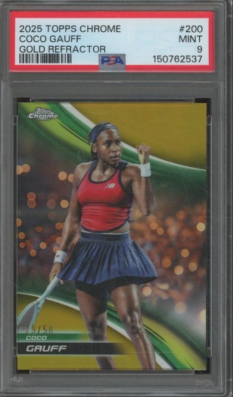 2025 Topps Chrome Tennis COCO GAUFF #200 Gold Refractor /50 PSA 9 MINT BIN39