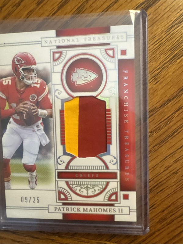 2025 Panini National Treasure Patrick Mahomes /25 Franchise Treasures Patch view 2
