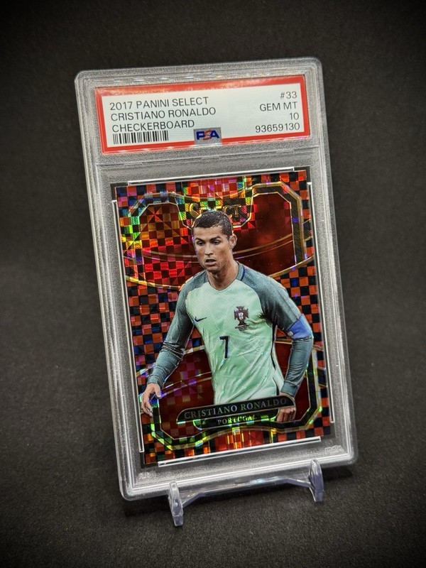 Cristiano Ronaldo 2017 Panini Select Checkerboard Prizm PSA 10 Portugal view 2