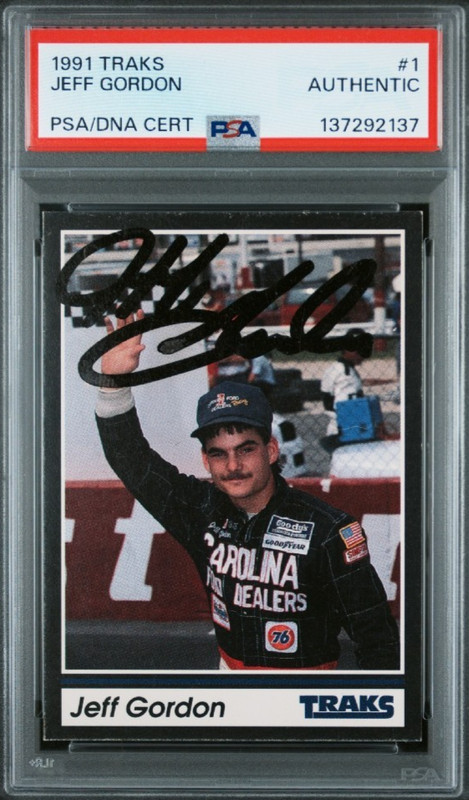 1991 Traks Racing #1 Jeff Gordon Signed Rookie Card Autograph RC Auto PSA Nascar