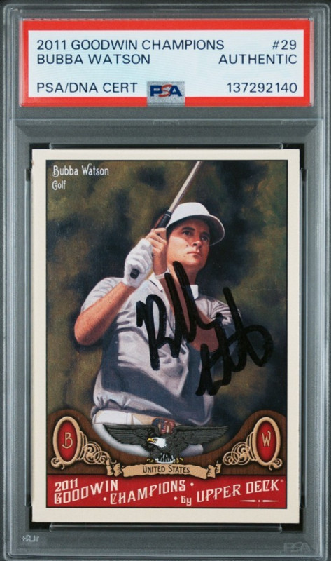 2011 Goodwin Champions #29 Bubba Watson Signed Rookie Card Autograph RC Auto PSA view 1