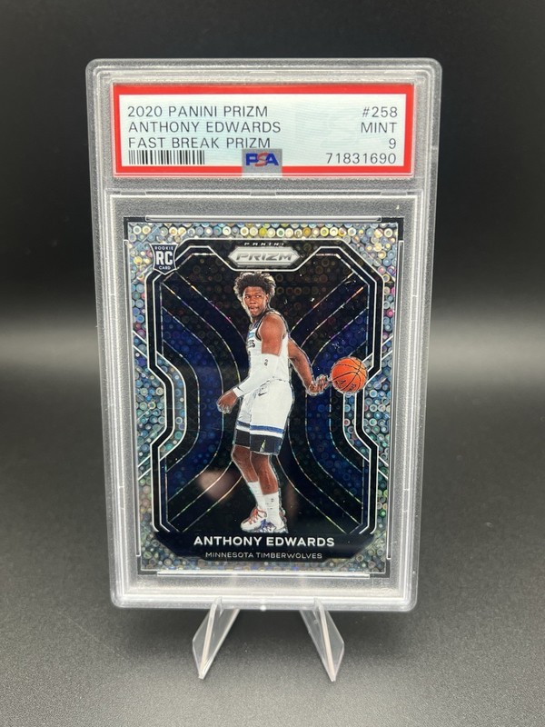 2020-21 Prizm Anthony Edwards #258 RC Rookie Fast Break Silver Disco PSA 9