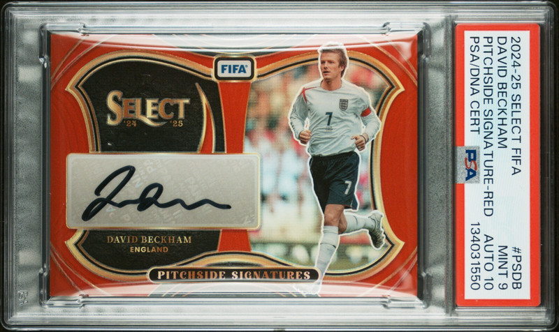 2024-25 Panini Select FIFA David Beckham Pitchside Signatures Red PSA 9 England