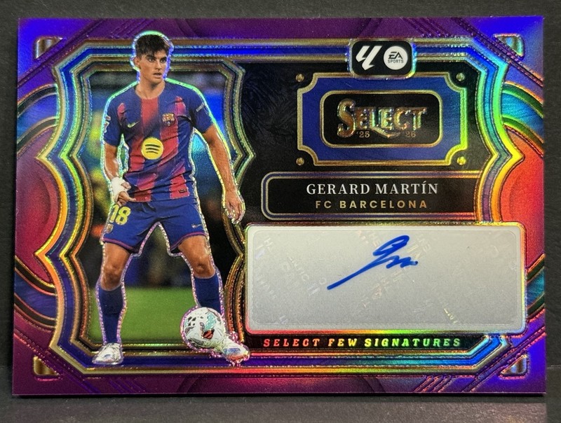 2025-26 Panini Select La Liga Barcelona Gerard Martin Auto Purple Prizm /49 view 2
