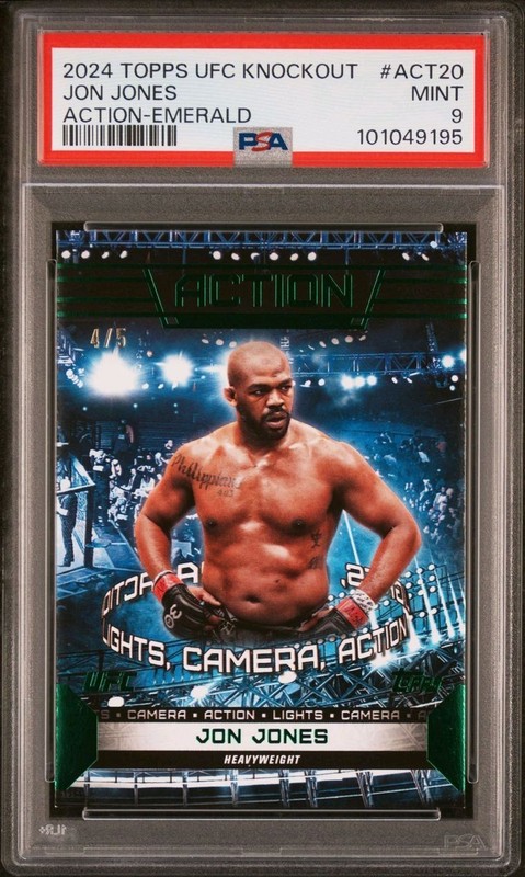 2024 Topps UFC Knockout #ACT-20 Jon Jones 4/5 Action Emerald PSA 9 Rare Champion