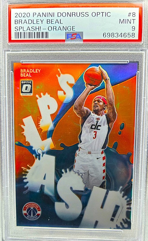 2020-21 Panini Donruss Optic - Splash! Orange Holo #8 Bradley Beal /39 PSA 9
