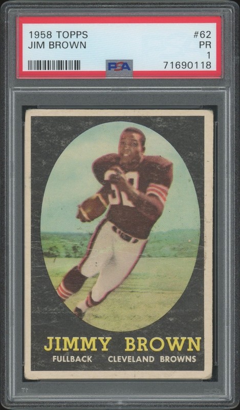 1958 Topps #62 Jim Brown RC PSA 1 - Centered