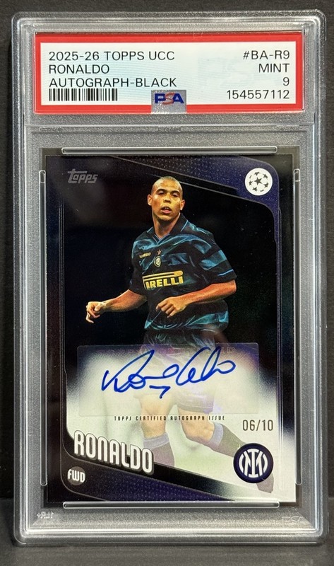 2025-26 Topps UEFA Club Competitions Inter Milan Ronaldo Auto Black /10 PSA 9 view 2