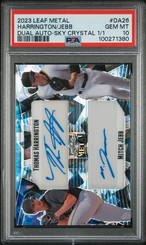 2023 Leaf Metal Dual Auto Dual Auto-Sky Crystal 1/1 Harrington Jebb #DA26 PSA 10