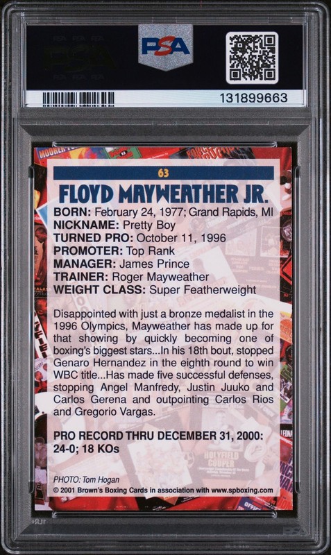2001 Brown's Boxing Floyd Mayweather #63 PSA 10 view 2