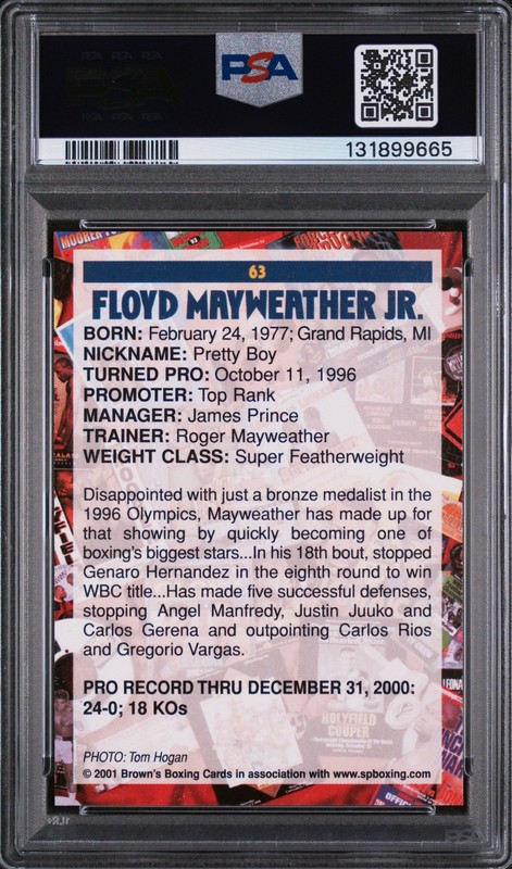 2001 Brown's Boxing Floyd Mayweather #63 PSA 9 view 2