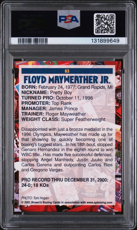2001 Brown's Boxing Floyd Mayweather #63 PSA 7 view 2
