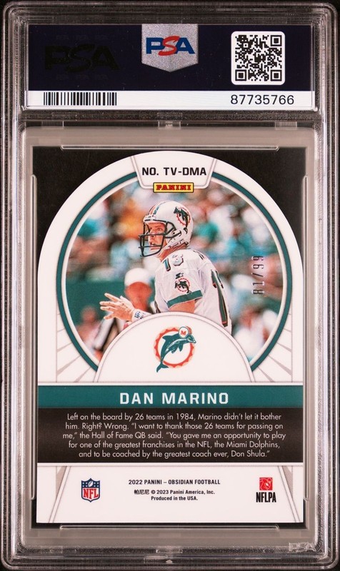 2022 DAN MARINO PANINI OBSIDIAN TUNNEL VISION 81/99 PSA 10 POP 1 HOF DOLPHINS view 2
