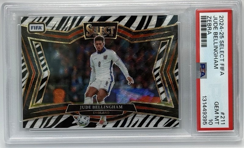 2024-25 Jude Bellingham Panini Select FIFA Zebra Prizm #211 England PSA 10