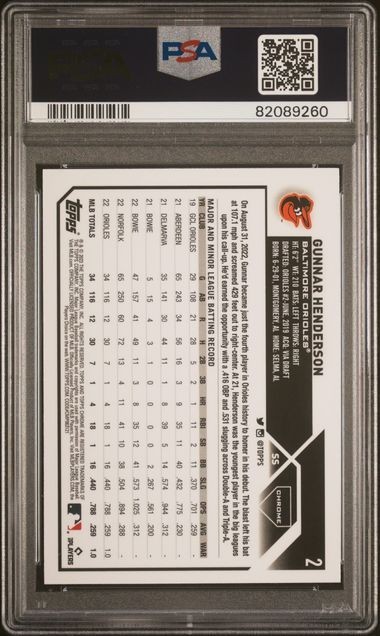 2023 Topps Chrome Gunnar Henderson PSA 10 GEM Pink Refractor ROOKIE RC #2 view 2