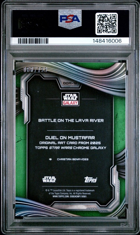 Battle On The Lava River - 2025 Star Wars Galaxy Green Shimmer Refractor  PSA 9 view 2