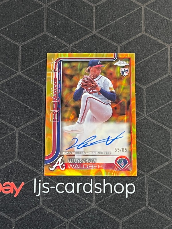 2025 Topps Chrome Hurston Waldrep Gold/Orange Lava Refractor RC Auto /85 J1