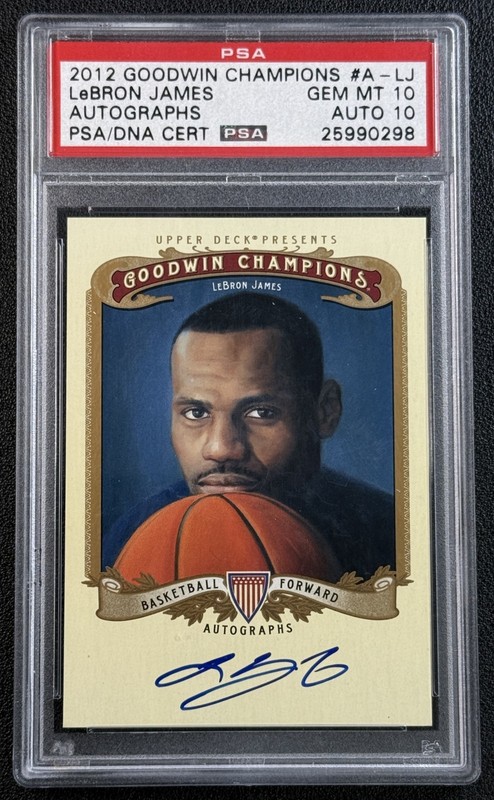 POP 3 LEBRON JAMES PSA 10 2012 UPPER DECK UD GOODWIN CHAMPIONS #A-LJ AUTO SP 298