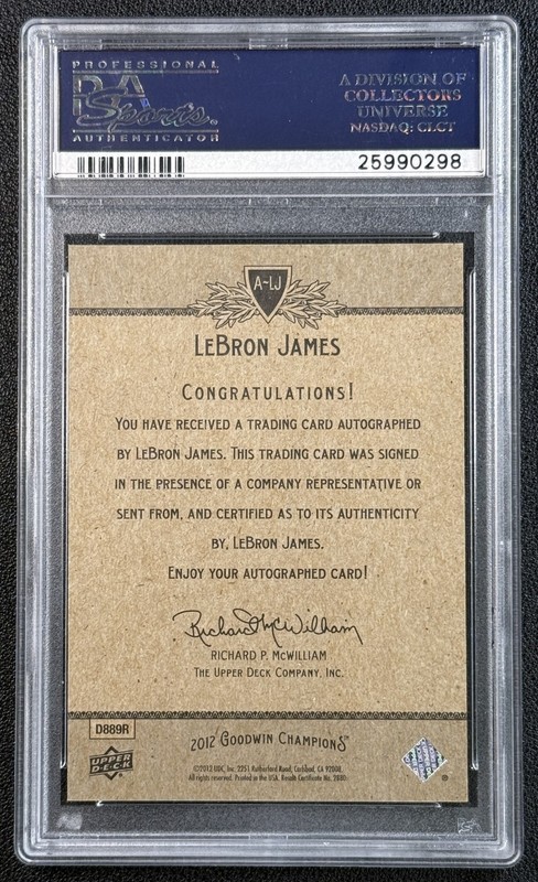 POP 3 LEBRON JAMES PSA 10 2012 UPPER DECK UD GOODWIN CHAMPIONS #A-LJ AUTO SP 298 view 2