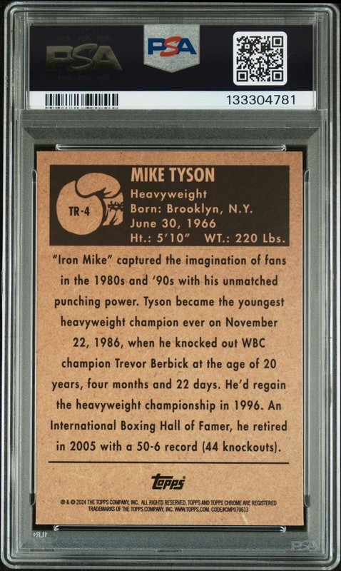 Mike Tyson 2024 Topps Chrome TR4 1951 Ringside Boxing PSA 9 view 2