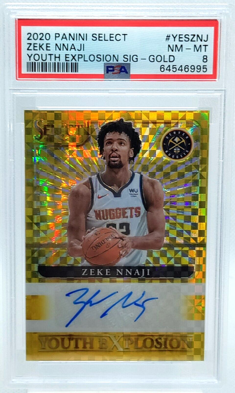 /10 Zeke Nnaji PSA 8 ROOKIE AUTO 2020-21 Select GOLD Youth Explosion Autograph