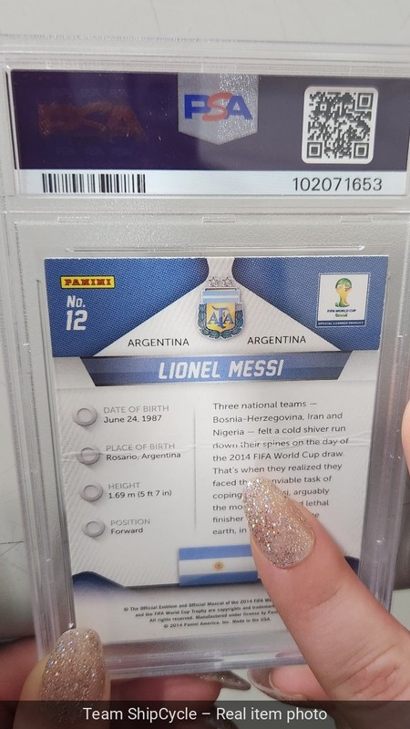 2014 PANINI PRIZM WORLD CUP 12 LIONEL MESSI PSA AUTHENTIC AUTO AUTHENTIC G2U view 2