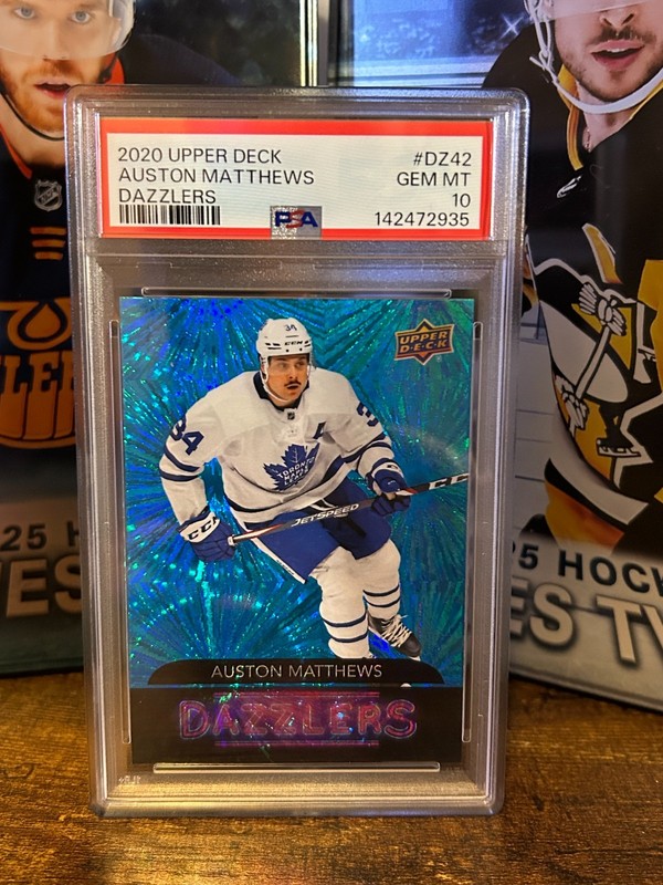 AUSTON MATTHEWS BLUE DAZZLERS PSA 10 2020-21 UPPER DECK SERIES 1 #DZ-42