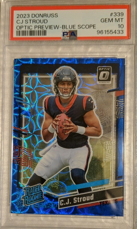 Panini 2023 Donruss Rated Rookie C.J. Stroud #339 Blue Scope Prizm PSA 10