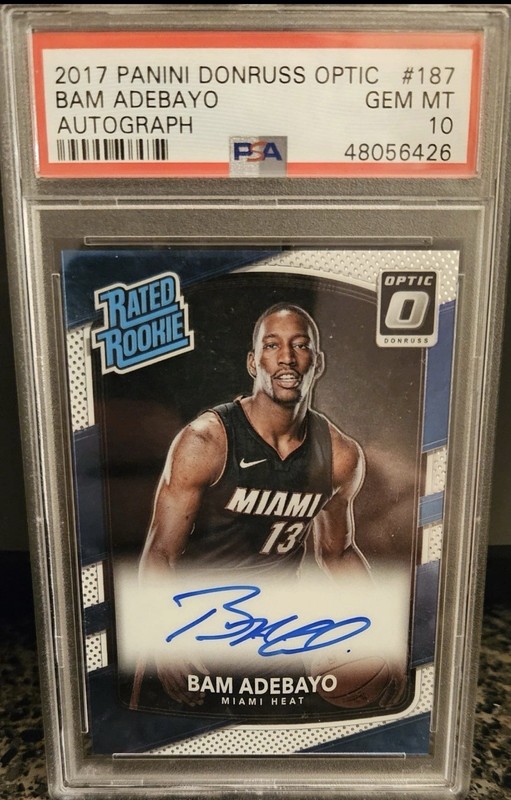 2017 Panini Donruss Optic Bam Adebayo Rookie Card #187 AUTO PSA 10 83 POINTS!!!