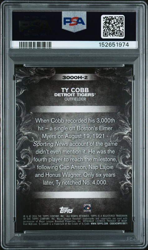 Ty Cobb - 2016 Topps Update 3000 Hits Club   PSA 9 view 2