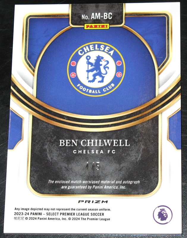 2023-24 Select Premier Ben Chilwell Auto Memorabilia Green Prizm # 4/5 2024 EPL view 2