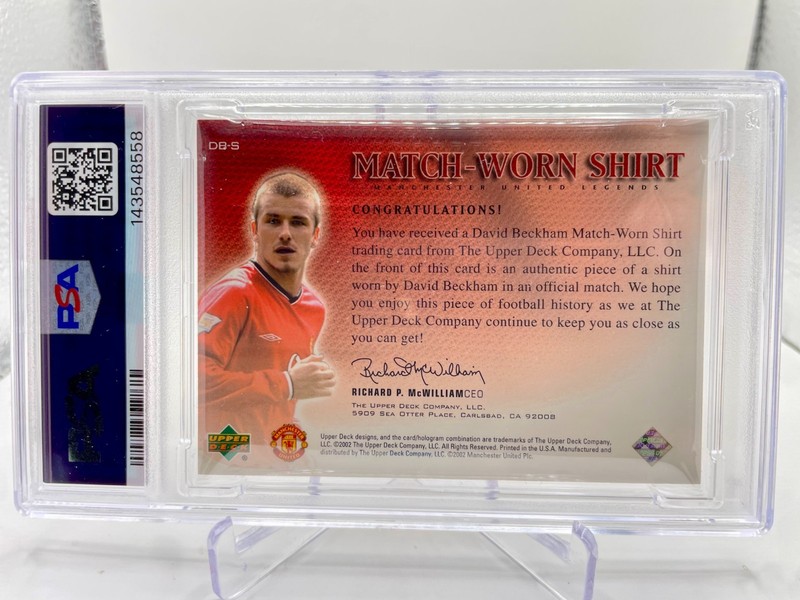 David Beckham Manchester United 2002 Upper Deck Match Worn Shirt Relic Card view 2