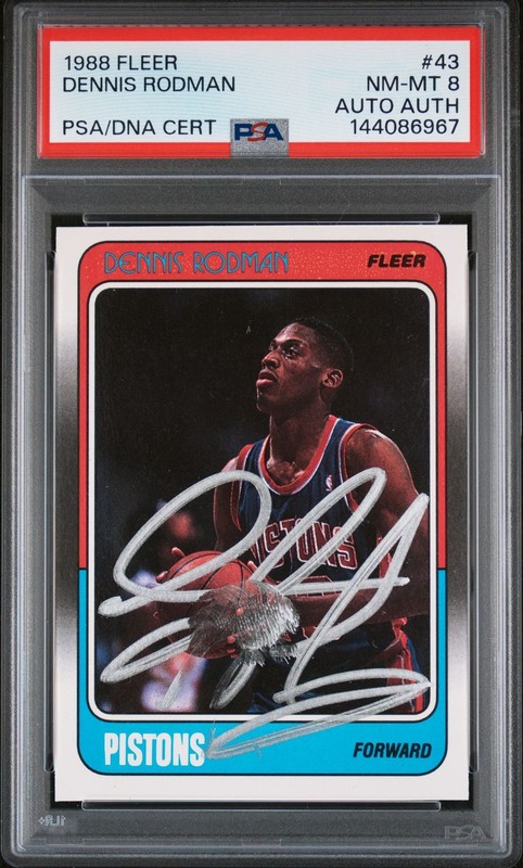 Dennis Rodman 1988 Fleer Signed Basketball Rookie Card #43 Auto PSA 8 144086967
