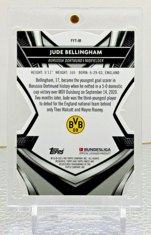 Jude Bellingham 2020-21 Topps Finest RC Finest Young Talents Die-Cut Rookie view 2