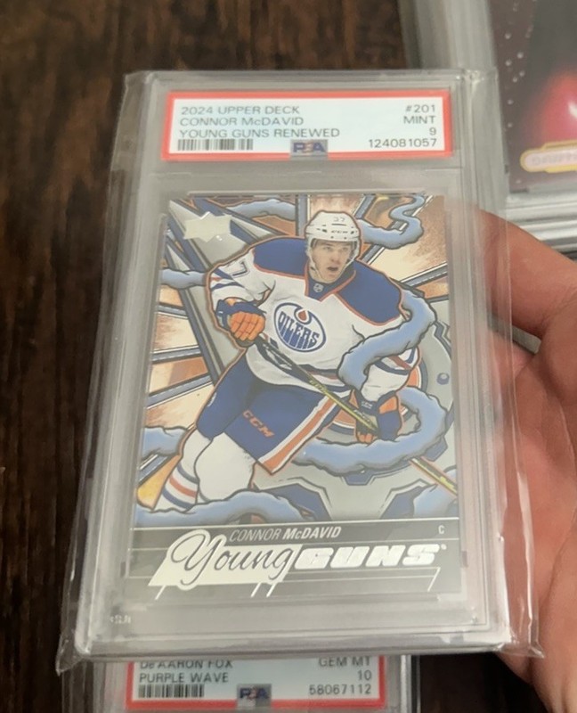 Connor McDavid YOUNG GUNS RENEWED 2024 UPPER DECK #201 Clean PSA 9 Regrade NHL view 2