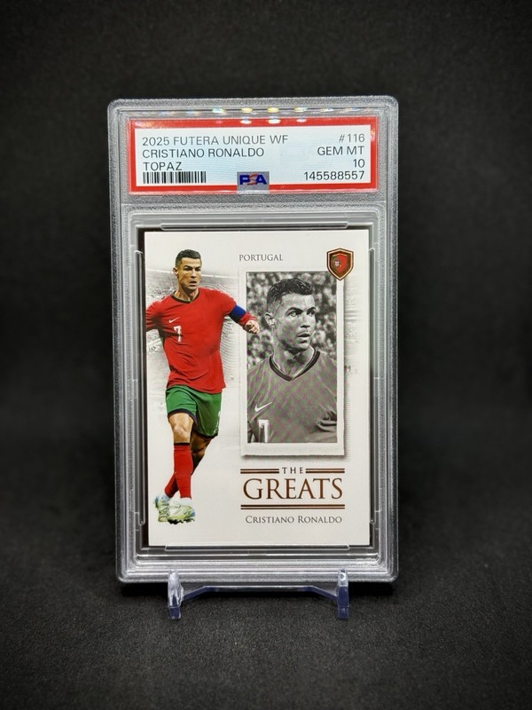 Cristiano Ronaldo 2025 Futera Unique World Football Topaz /62 SP PSA 10 Portugal