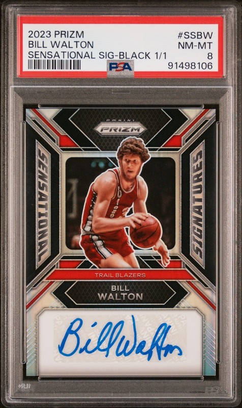BILL WALTON 2023-24 PANINI PRIZM BLACK SENSATIONAL SIGNATURES AUTO SP 1/1 PSA 8