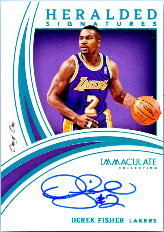 DEREK FISHER 2021-22 IMMACULATE PLATINUM HERALDED SIGNATURES AUTO SP 1/1 LAKERS