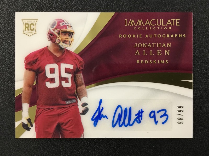 2017 Panini Immaculate Collection #154 Jonathan Allen Auto /99 Washington