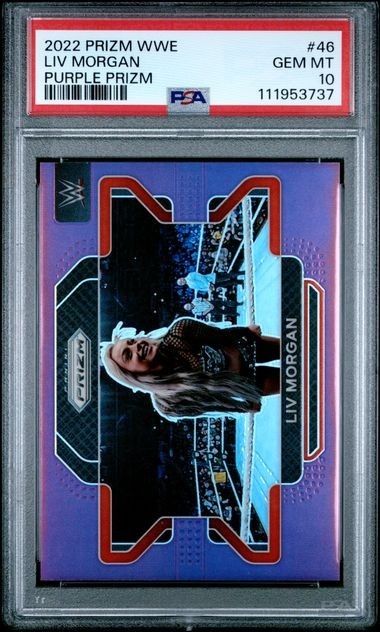 2022 Panini Prizm WWE Wrestling #46 Liv Morgan /149 Purple Parallel PSA 10