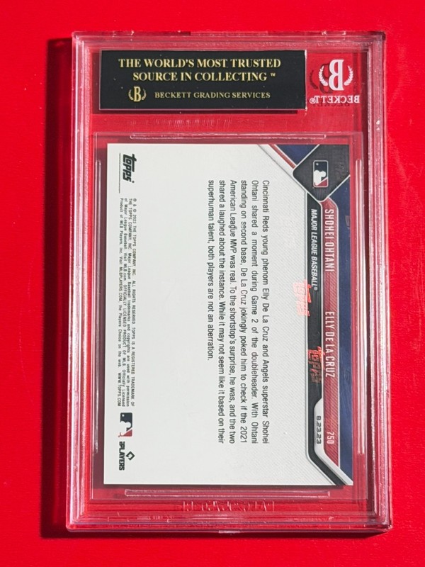 2023 TOPPS NOW MLB #750 SHOHEI OHTANI / ELLY DE LA CRUZ BGS 10 BLACK LABEL 2192 view 2